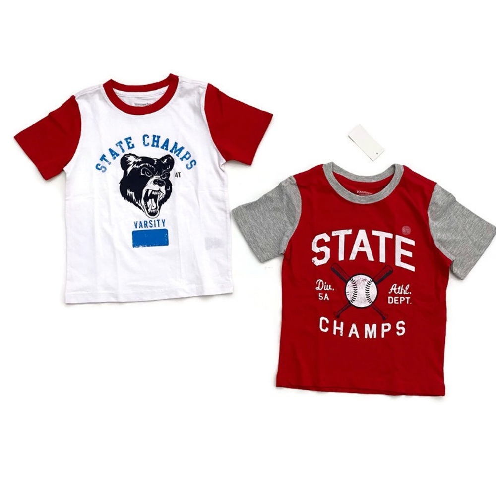 BUNDLE Toughskins (NEW) Toddler Boys Short Sleeve T-Shirts 2-Pieces Size 4T